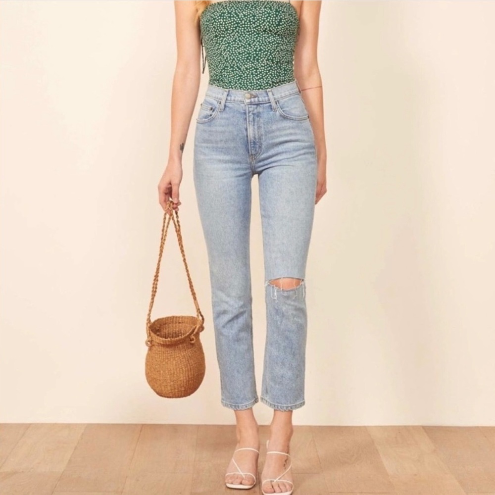 Reformation The Liza Ultra High Rise Straight Cropped Jeans